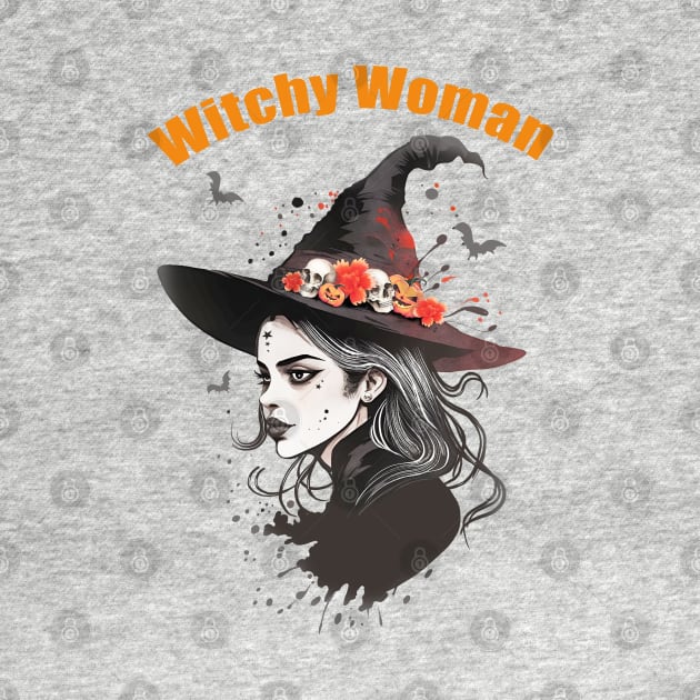 Witch Woman, Beautiful Witch, witch for cute Halloween, witch hat, spooky gothic by Collagedream